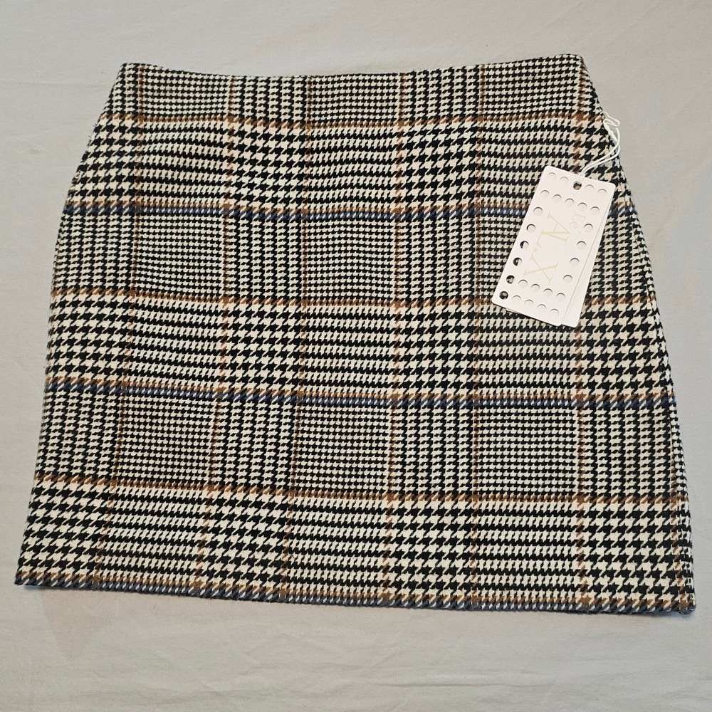 Le' AL.X Size 10 Glen Plaid Wool Blend Mini Skirt NWT 1047